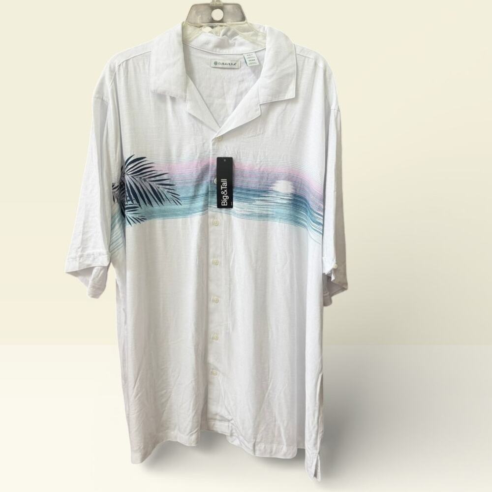Cubavera 2XLT Mens  Button Down Sunset Tropical Lightweight Button Down Shirt